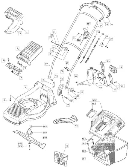 M4 HP - 2005 - 12-5586-82 - Mountfield Rotary Mower Main Assembly Diagram