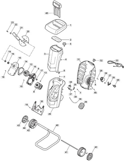 MCS 2200 - 2016-2018 - 290000223/M16 - Mountfield Shredder Main Assembly Diagram