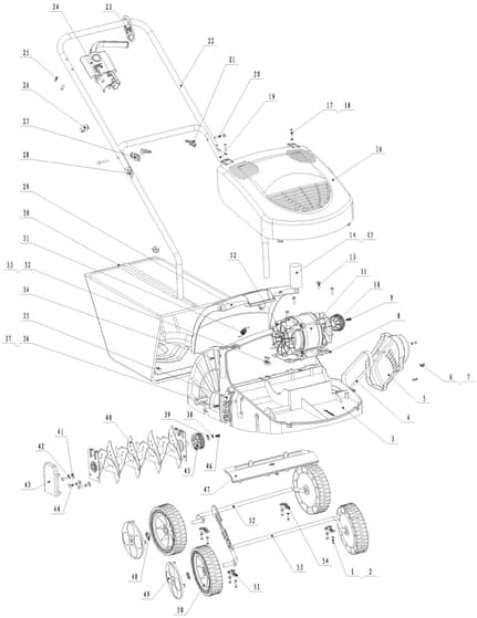 VE 32 - N.A. - 26-2515-71 - Mountfield Scarifier Main Assembly Diagram