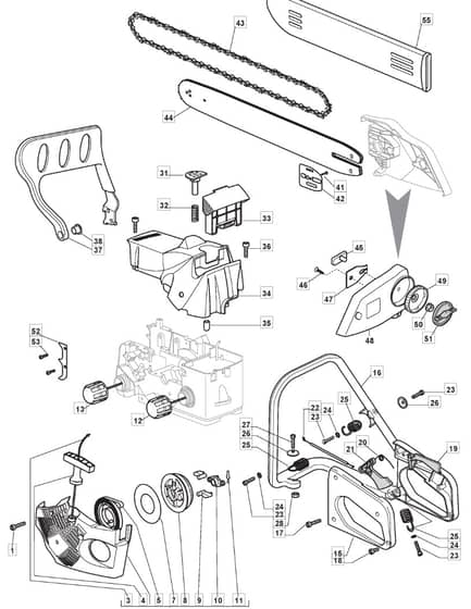 MC 3716 Q - 2010 - 223516153/M10 - Mountfield Chainsaw Housing Diagram