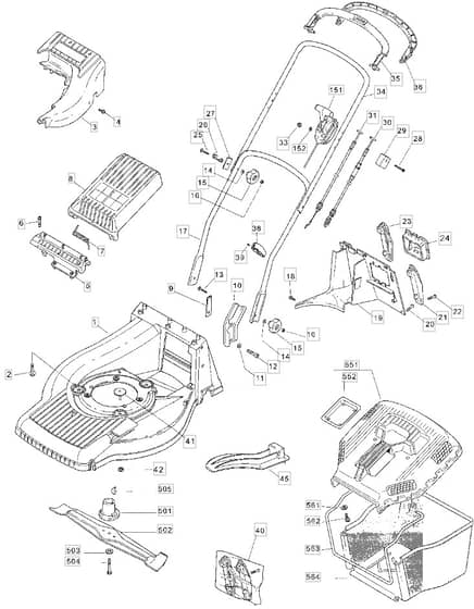 M6 SP - 2005 - 12-9686-80 - Mountfield Rotary Mower Main Assembly Diagram
