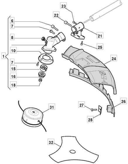 MB 2802 - 2012-2016 - 280121003/M12 - Mountfield Brushcutter Gear Head Diagram