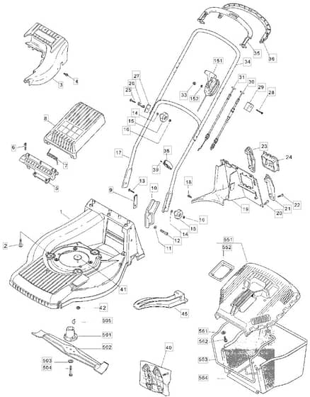 M6 PD/H - 2006 - 12-9604-81 - Mountfield Rotary Mower Main Assembly Diagram
