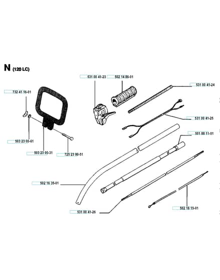Husqvarna 120R1993-02 - Shaft & Handle