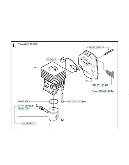 Husqvarna 123L - Cylinder, Piston & Muffler