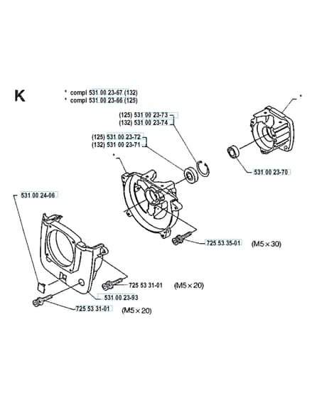 Husqvarna 125R19920100001-20061199999 - Crankcase