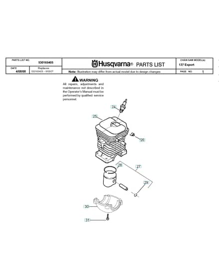 Husqvarna 13720082200001-CURRENT - Cylinder Piston