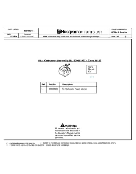 Husqvarna 137E-SERIES - Carburetor