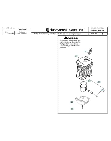 Husqvarna 137E-SERIES - Cylinder Piston