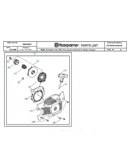 Husqvarna 137E-SERIES - Starter