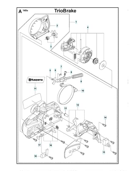 Husqvarna 140E-SERIESTRIOBRAKE - Chain Brake & Clutch Cover