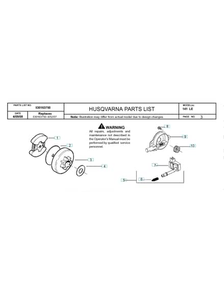 Husqvarna 141LE2008-06 - Clutch & Oil Pump