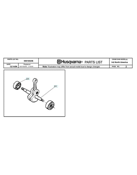 Husqvarna 142E-SERIES - Crankshaft