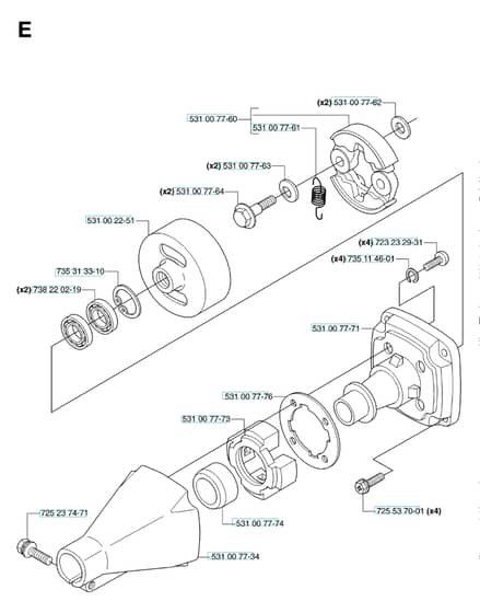 Husqvarna 153R - Crankcase & Clutchdrum
