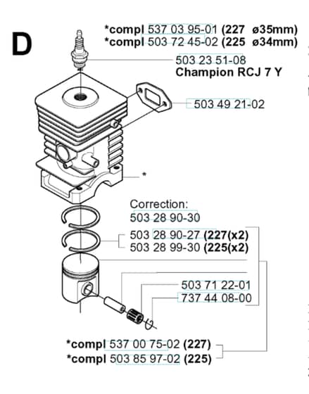 Husqvarna 225 L - Cylinder Piston