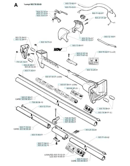 Husqvarna 225R - 1996-1997 - Shaft & Handle