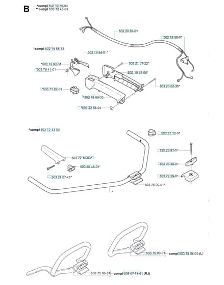 Husqvarna 225R - 2000-Current - Handle & Controls