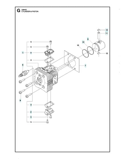 Husqvarna 226HD60S - Cylinder, Piston & Muffler