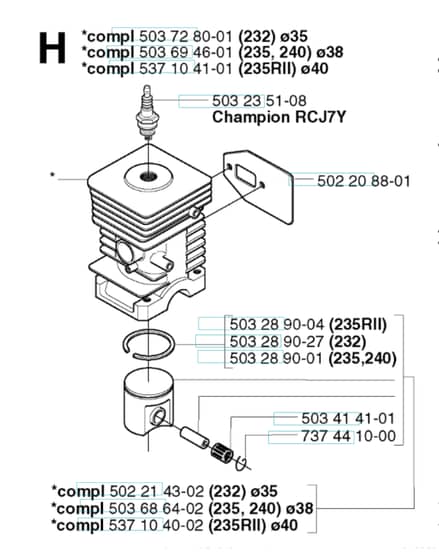 Husqvarna 232R - 2002-2006 - Cylinder Piston