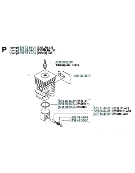 Husqvarna 232R - 2014-Current - Cylinder Piston