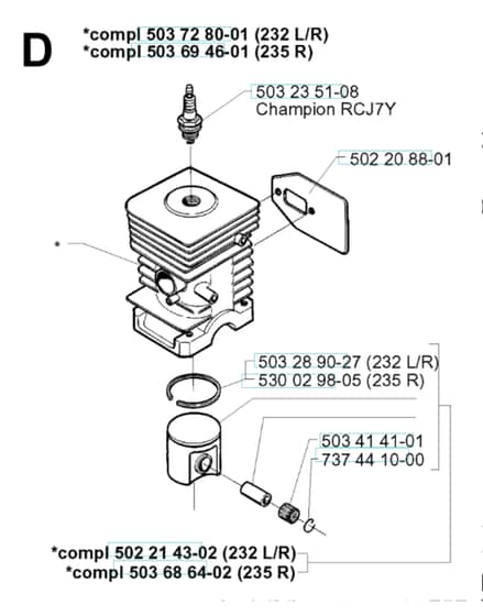 Husqvarna 232RD - 1998-2000 - Cylinder Piston