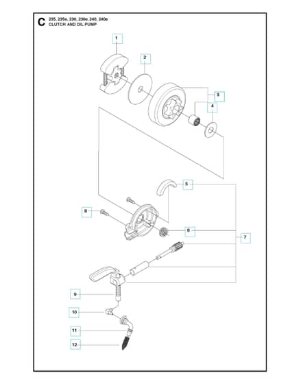 Husqvarna 235 - 2014-Current - Clutch & Oil Pump