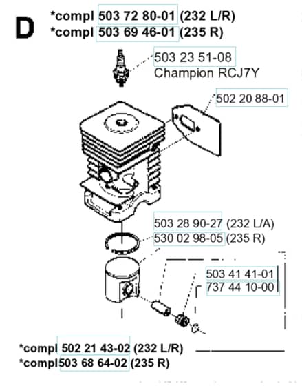 Husqvarna 235R-CAT - 1995-Current - Cylinder Piston
