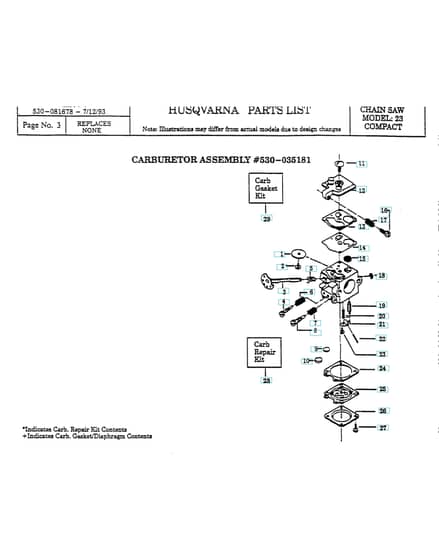 Husqvarna 23COMPACT - 1993-1 - Carburetor Details
