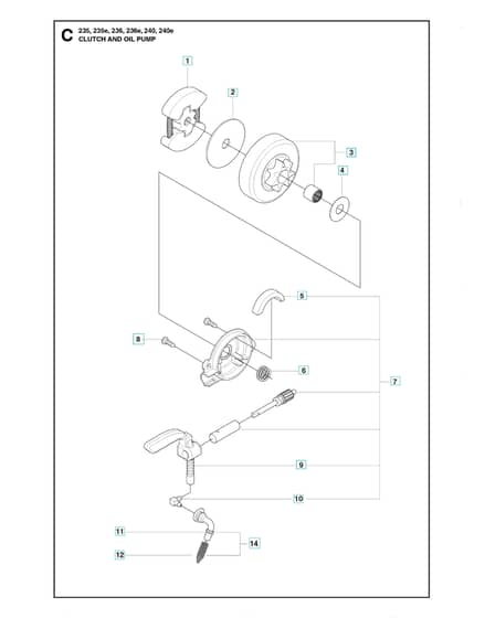 Husqvarna 240E-SERIES - Clutch & Oil Pump
