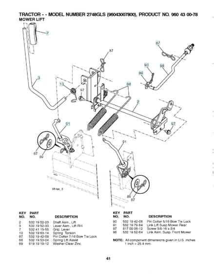 Husqvarna 2748Gls - Mower Lift & Deck Lift
