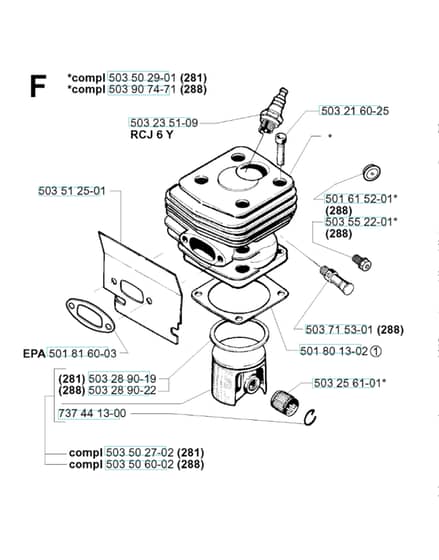 Husqvarna 281 - 2001-Current - Cylinder Piston
