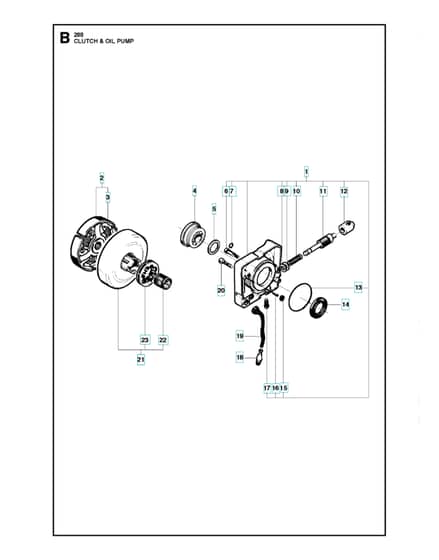 Husqvarna 288XP - Clutch & Oil Pump