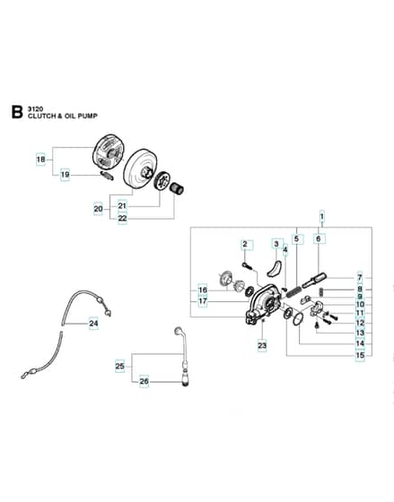 Husqvarna 3120XP - Clutch & Oil Pump