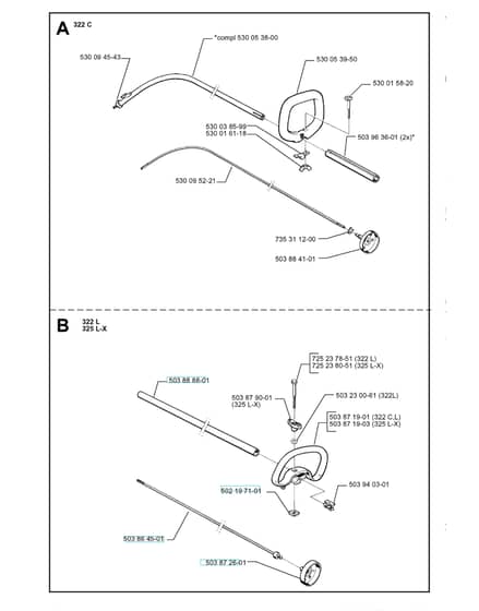Husqvarna 322 C - Shaft & Handle 2