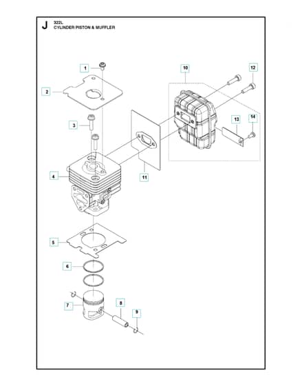 Husqvarna 322L - Cylinder, Piston & Muffler