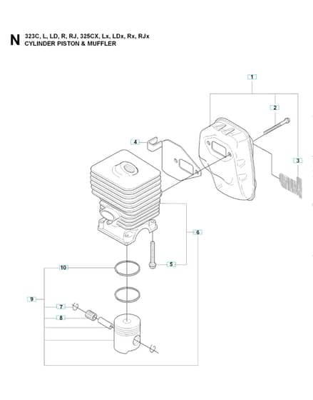 Husqvarna 325Cx - Cylinder, Piston & Muffler