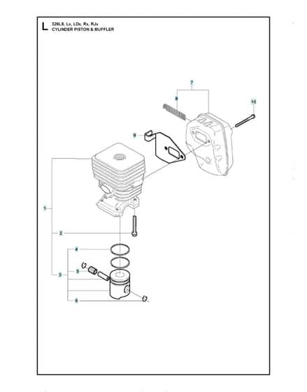 Husqvarna 326Ls - Cylinder, Piston & Muffler