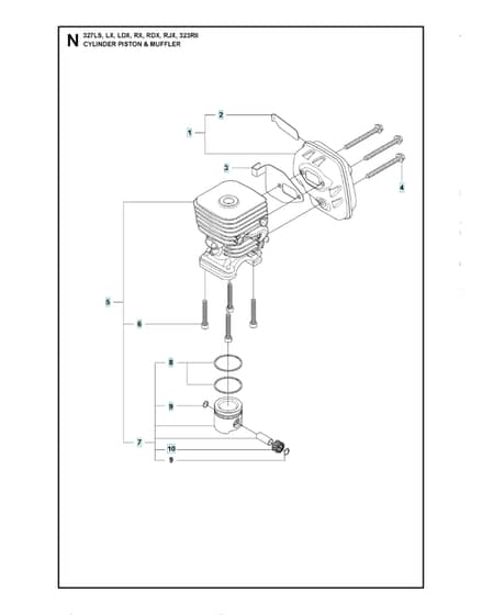 Husqvarna 327Ldx - Cylinder, Piston & Muffler