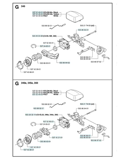 Husqvarna 340E - 2006-Current - Carburetor & Air Filter