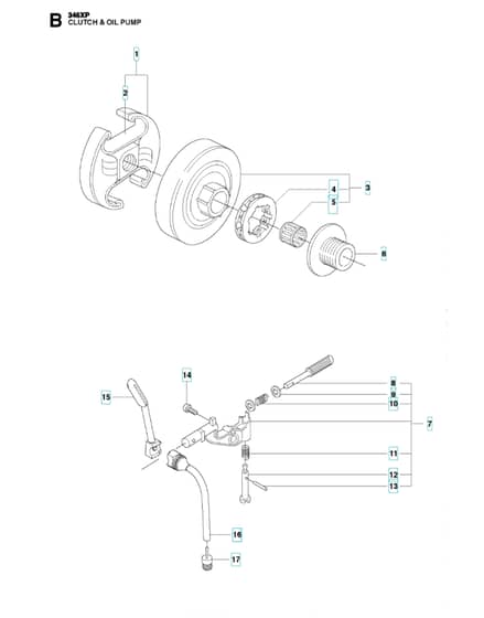Husqvarna 346XP - Clutch & Oil Pump