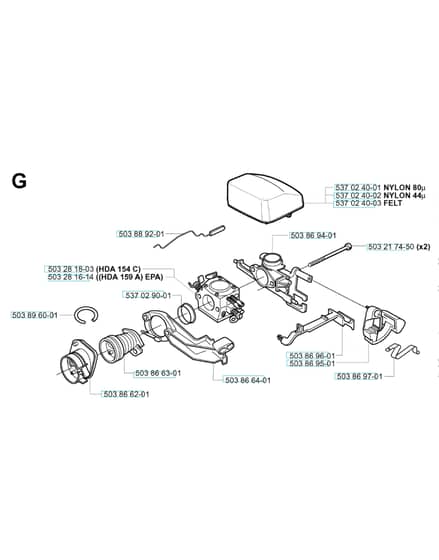 Husqvarna 351 - from-curr - Carburetor & Air Filter