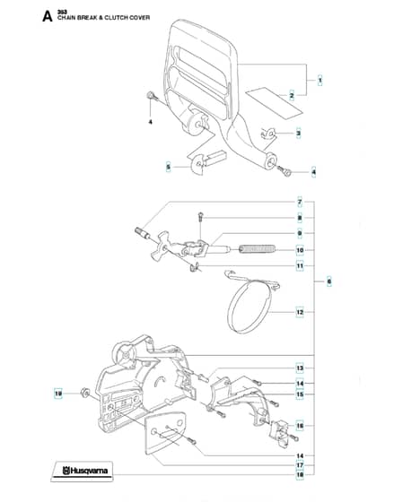 Husqvarna 353 - Chain Brake & Clutch Cover