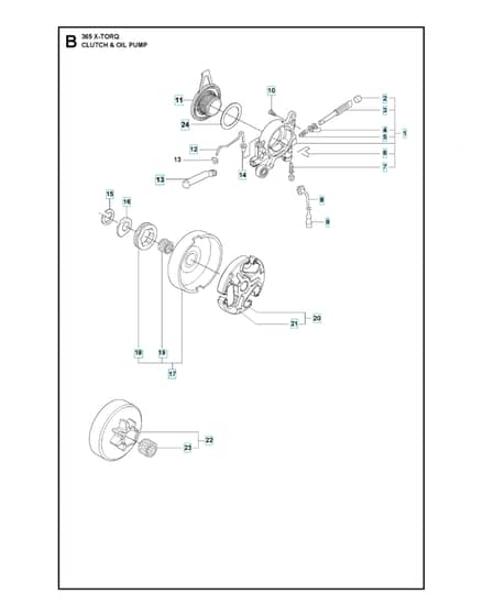Husqvarna 365X-TORQ - Clutch & Oil Pump