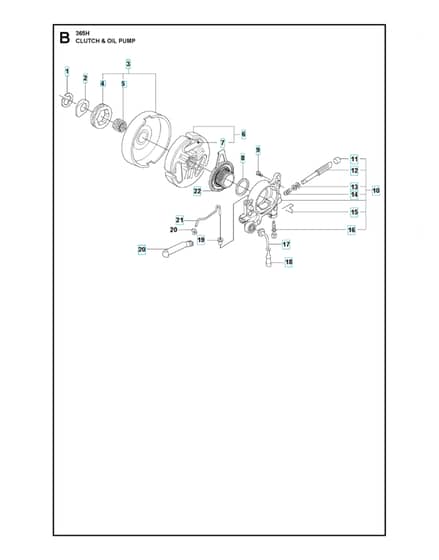 Husqvarna 365H - Clutch & Oil Pump