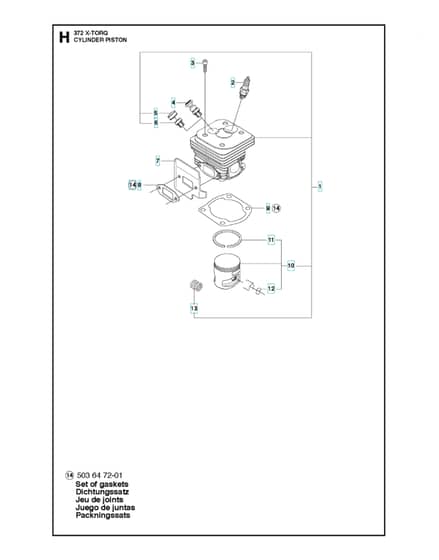 Husqvarna 372XP/XPGX-TORQ - Cylinder Piston