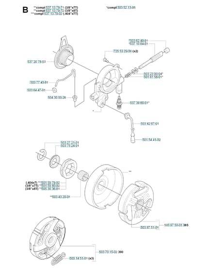 Husqvarna 385 - 2006-Current - Clutch & Oil Pump