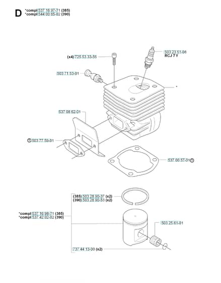 Husqvarna 385 - 2006-Current - Cylinder Piston