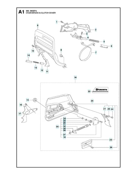 Husqvarna 390XP/XPG/XPW - Chain Brake & Clutch Cover