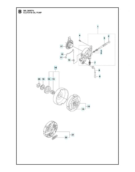 Husqvarna 390XP/XPG/XPW - Clutch & Oil Pump