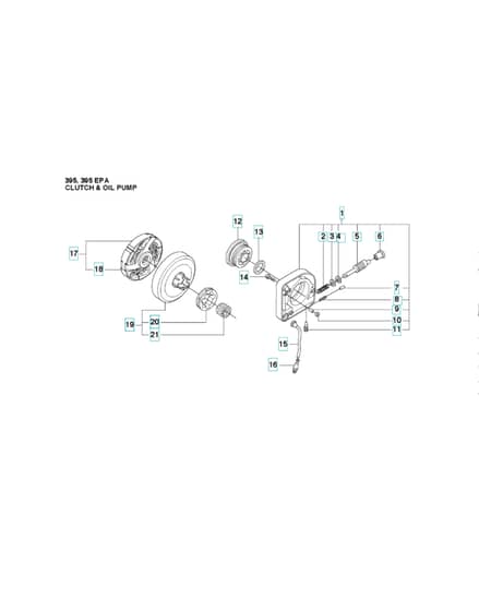 Husqvarna 395XP/XPG - Clutch & Oil Pump